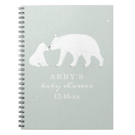 Polar Bear Snö Boy Mamma Baby Shower Guest Bok Anteckningsbok