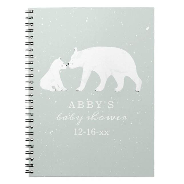 Polar Bear Snö Boy Mamma Baby Shower Guest Bok Anteckningsbok (Framsidan)