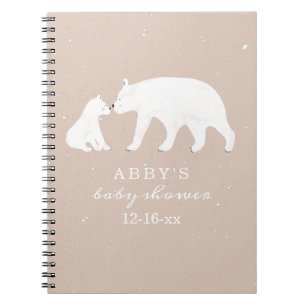 Polar Bear Snö Girl Mamma Baby Shower Guest Bok Anteckningsbok