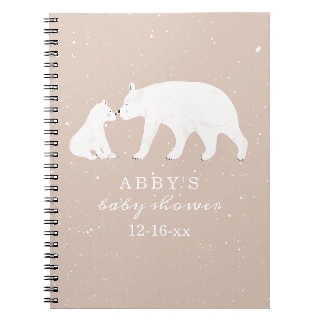 Polar Bear Snö Girl Mamma Baby Shower Guest Bok Anteckningsbok (Framsidan)