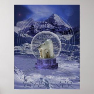 Polar Bear Snö Globe-kopia Poster