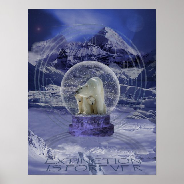 Polar Bear Snö Globe-kopia Poster (Framsidan)