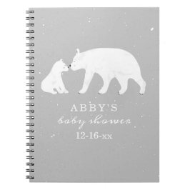 Polar Bear Snö Neutralt Mamma Baby Shower Guest Anteckningsbok