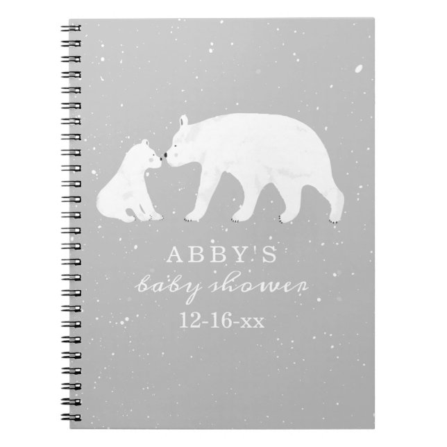 Polar Bear Snö Neutralt Mamma Baby Shower Guest Anteckningsbok (Framsidan)