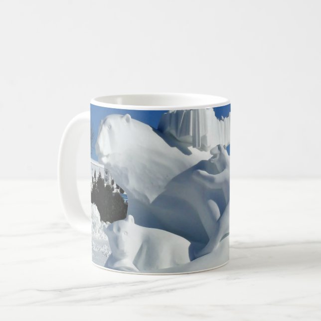 Polar Bear Snö Sculpture, Quebec, Kanada Kaffemugg (Framsida vänster)