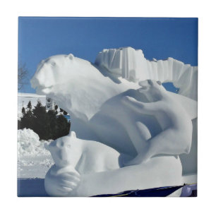 Polar Bear Snö Sculpture, Quebec, Kanada Kakelplatta