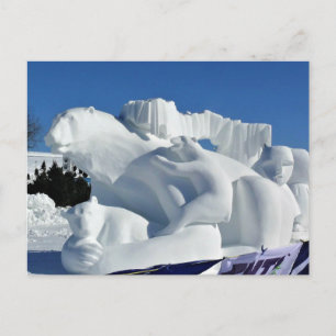 Polar Bear Snö Sculpture, Quebec, Kanada Vykort