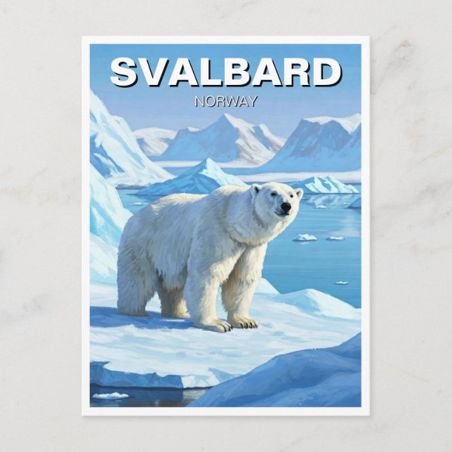 Polar Bear Snö Svalbard Norge Vykort (Framsida)