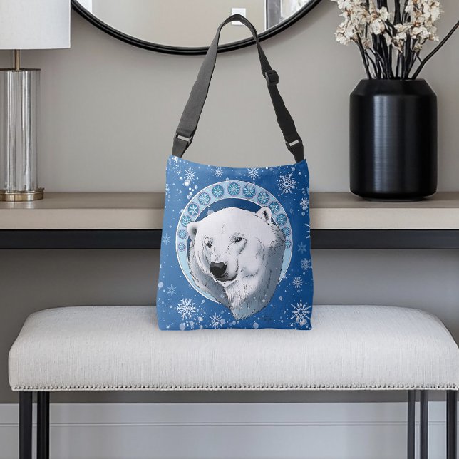 Polar Bear Snöflingor Art nouveau Axelväska (Skapare uppladdad)
