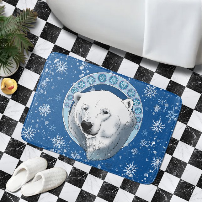 Polar Bear Snöflingor Art nouveau Badrumsmatta (Skapare uppladdad)