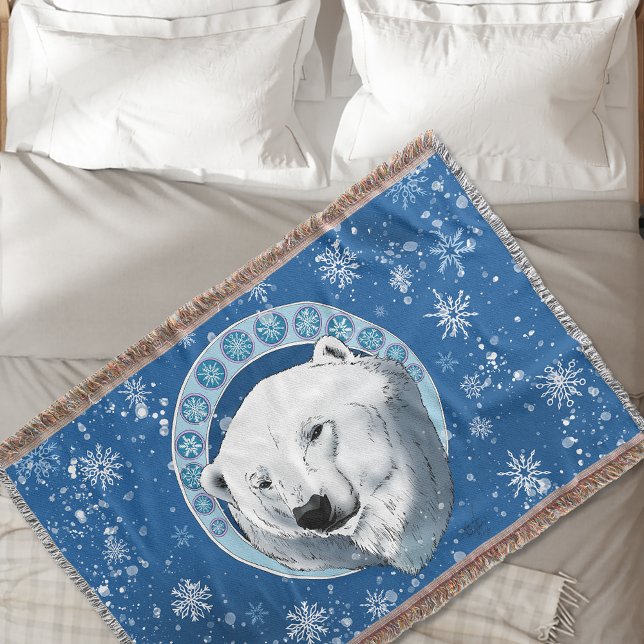 Polar Bear Snöflingor Art nouveau Filt (Skapare uppladdad)