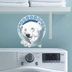 Polar Bear Snöflingor Art nouveau Klistermärken
