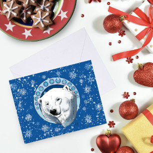 Polar Bear Snöflingor Art nouveau Kort