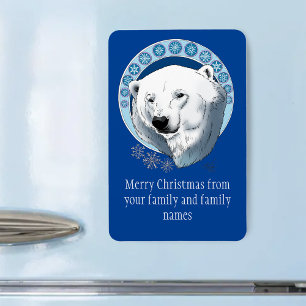 Polar Bear Snöflingor Art nouveau Magnet