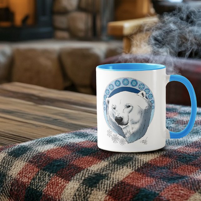 Polar Bear Snöflingor Art nouveau Mugg (Skapare uppladdad)