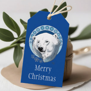 Polar Bear Snöflingor Art nouveau Presentetikett
