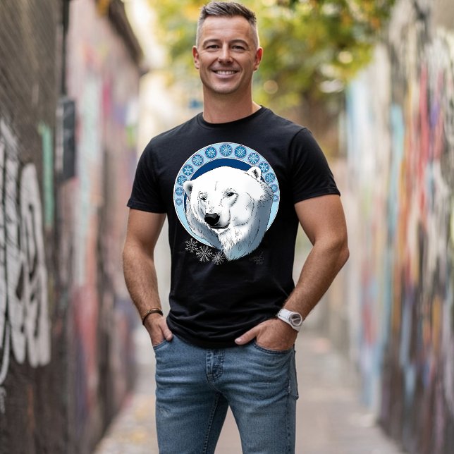 Polar Bear Snöflingor Art nouveau T Shirt (Skapare uppladdad)