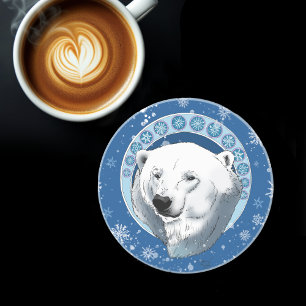 Polar Bear Snöflingor Art nouveau Underlägg