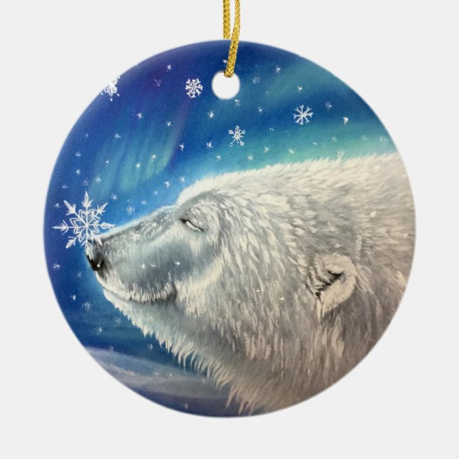 Polar Bear Snöflingor Ornament (Framsidan)