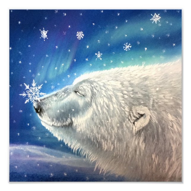 Polar Bear Snöflingor Poster (Framsidan)