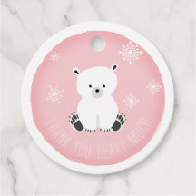 Polar Bear Snöflingor Rosa Baby Shower