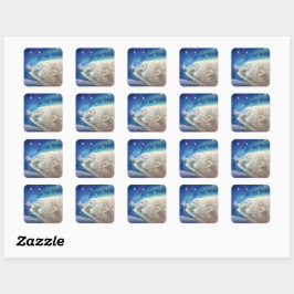Polar Bear Snöflingor Stickers Fyrkantigt Klistermärke