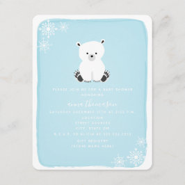 Polar Bear Snowflake Boy Shower - Blue Inbjudningar