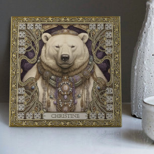Polar Bear Spirit-Animal Carpetpunk Altarbit Kakelplatta