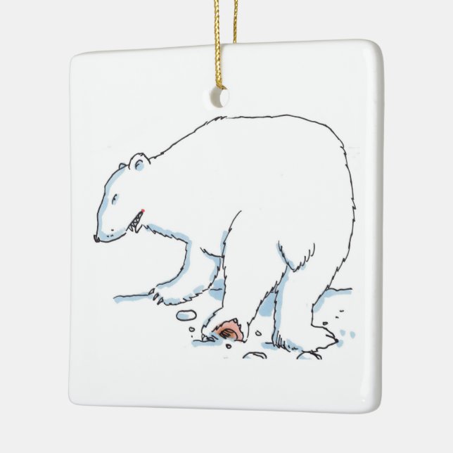Polar Bear square ceramic ornament 2 sided (Vänster)