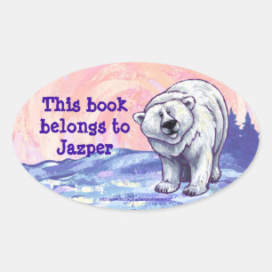 Polar Bear Stationery Ovalt Klistermärke