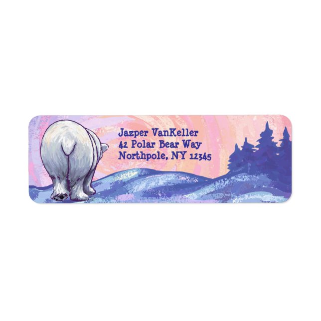 Polar Bear Stationery Returadress Etikett (Framsidan)