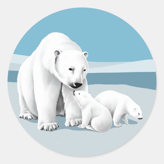 Polar Bear Stickers Runt Klistermärke (Framsida)