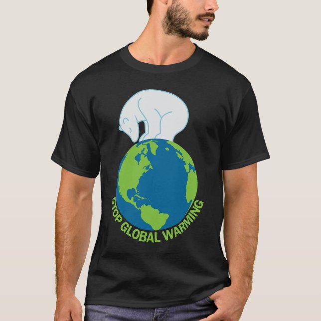 Polar Bear Stop Global Warming TShirt T Shirt (Framsida)