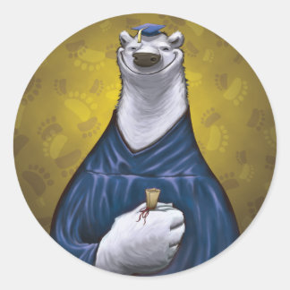 Polar Bear Student Sticker Blue Runt Klistermärke