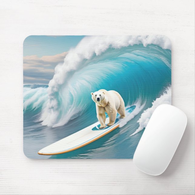 Polar Bear Surfning på ett ytskikt Musmatta (Med mus)
