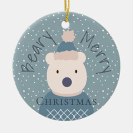 Polar Bear Sweater Blue-julfoto Ornament