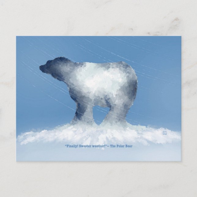 Polar Bear Sweater Weather Postcard Helg Vykort (Framsida)