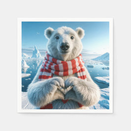 Polar Bear Tassar bildar ett hjärta Pappersservett