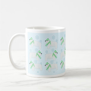 Polar Bear Tecknad Scarf Trio Cute Art Coffee Mugg