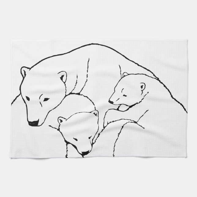 Polar Bear Towel Mor & Unge Bear Tea Towel Kökshandduk (Horisontell)