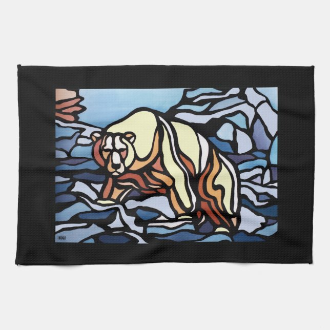 Polar Bear Towel Native Art Bear Tea Towel Gift Kökshandduk (Horisontell)