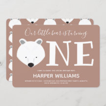 Polar Bear Turding One Cute Animal First Birday