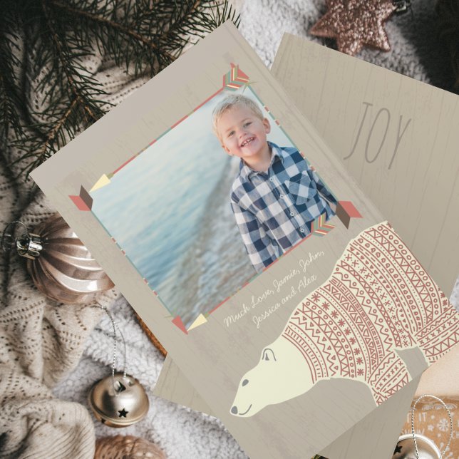 Polar Bear Uggla-julen med ditt foto Julkort (Skapare uppladdad)