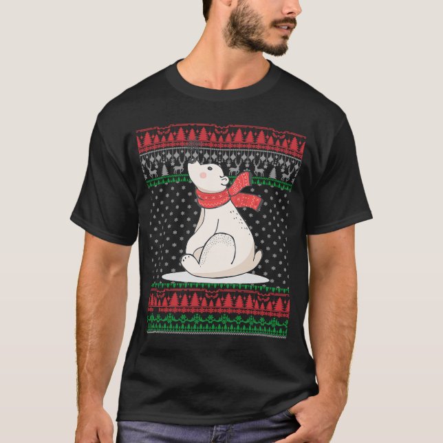 Polar Bear Ugly jul Sweater Family Matching T Shirt (Framsida)