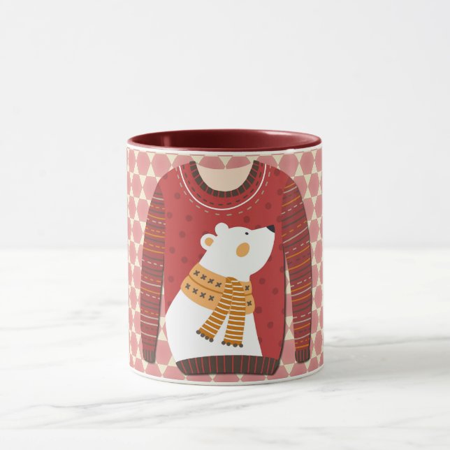 Polar Bear Ugly Sweater Art Mug Cup Mugg (Center)
