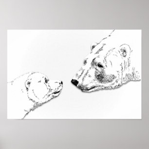 Polar Bear & Unge Art Print Wildlife Poster