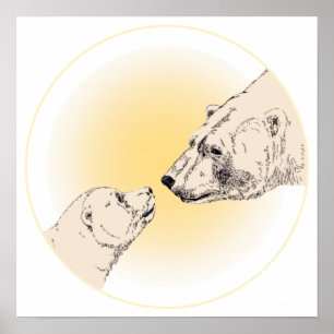 Polar Bear & Unge Art Skriv ut hemdekantering för Poster