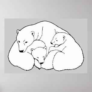 Polar Bear & Unge Art Skriv ut hemdekantering för Poster
