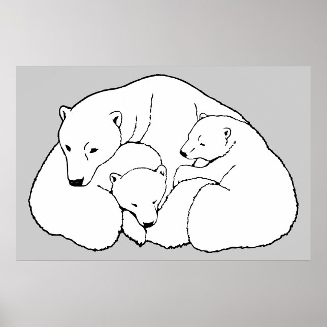 Polar Bear & Unge Art Skriv ut hemdekantering för  Poster (Framsidan)