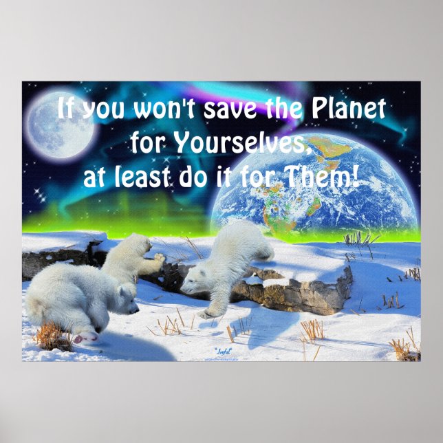 Polar Bear Unge & Aurora Earth Day Fantasy Poster (Framsidan)